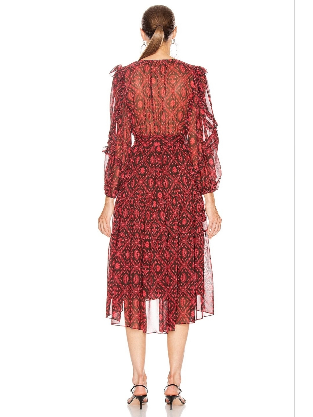 NWT Ulla Johnson Aliya in Fuchsia Diamond Print Silk Chiffon Dress 6 $665 - Picture 3 of 9